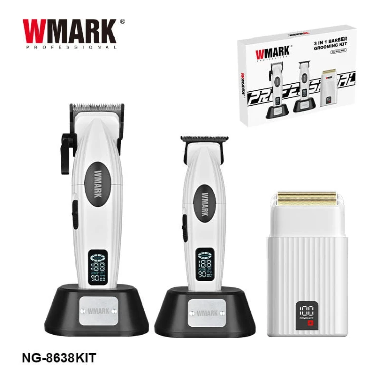 Zestaw Maszynka Trymer Shaver biały NG-8638 KIT 2
