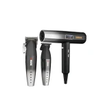 Zestaw Maszynka WMARK NG-2038 + Trymer WMARK NG-325 + Suszarka NG-9106 Czarno-Srebrny