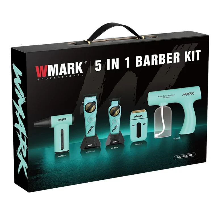 WMARK NG-8637 KIT — zestaw barberski 5 w 1 — niebieski