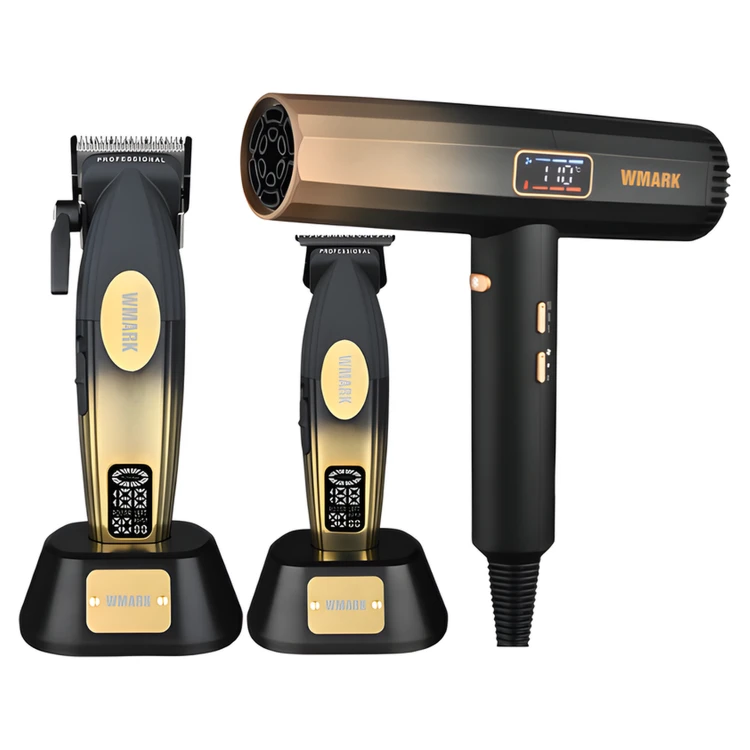 Zestaw Maszynka NG-8038 + Trymer NG-8238 + Suszarka NG-9106 Złoto-Czarny